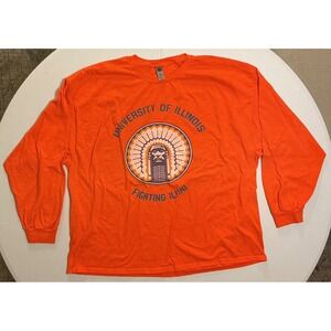Y2K University of Illinois Fighting Illini Indian Orange Longsleeve Shirt 3XL
